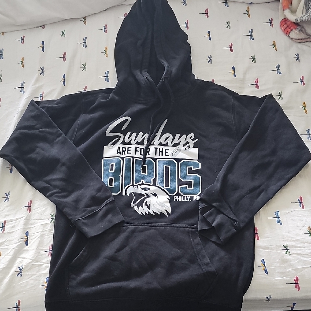 Black Graphic Hoodie with Bird Design